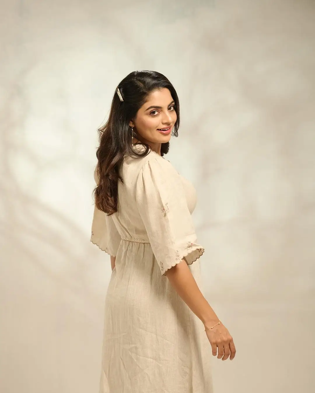 Nikhila Vimal Stills in White Gown